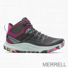 Magasinez les bottes de randonnée Merrell - Antora 3 Mid imperméables femmes noir Fuchsia
