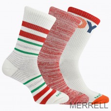 Chaussettes Merrell Promotion - Stripes of Joy Crew 3 Pack Homme Rouge