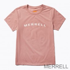 Merrell France Outlet T-shirts - Wordmark Sleeve Femme Gris Rose
