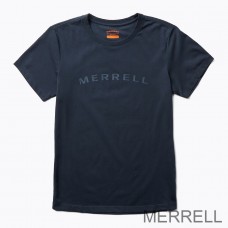 Merrell Outlet France T-shirts - Wordmark Sleeve Femme Bleu Marine
